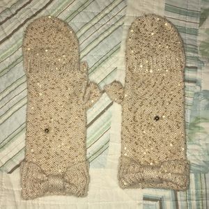 Kate Spade Gold Sequin Fingerless Mittens